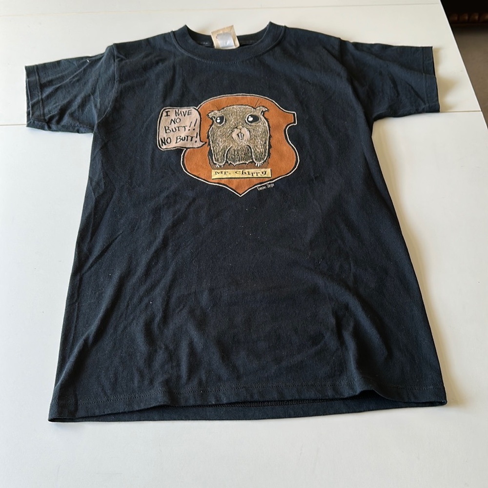 Men’s Mighty Fine Vintage Y2K Roman Dirge Mr Chippy Short Sleeve Black Tee sz S